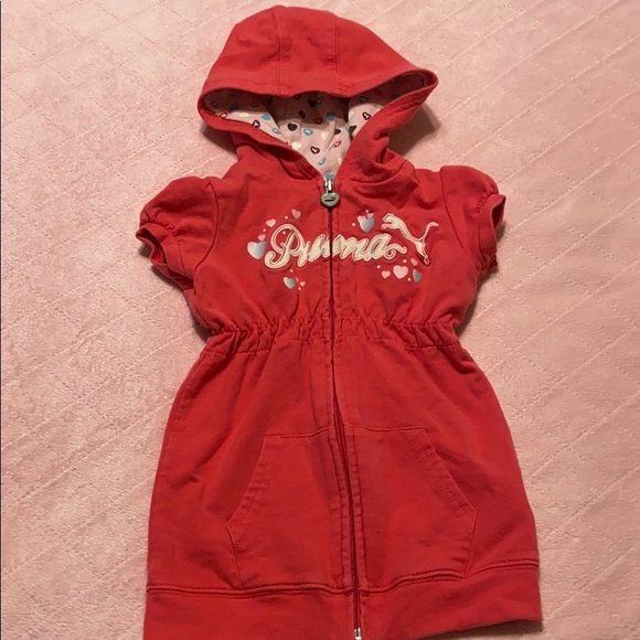 Hot Pink Puma Baby Girl Gathered Waist Hoodie - Picture 1 of 8